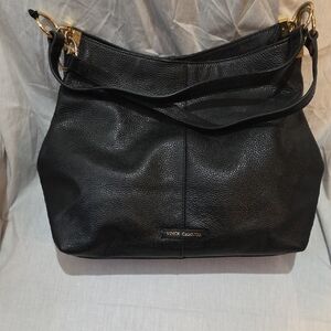 Vince Camuto Black Pebbled Leather Hobo Bag